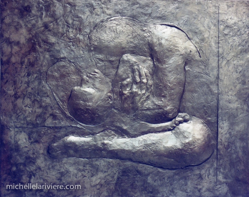 Completed "Mother and Child" with final bronze patina.